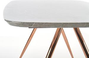 Stół prostokątny 160 x 90 cm BARCANO 6-osobowy - popielaty marmur / różowe złoto