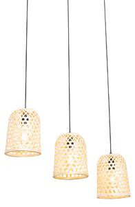 Orientalna lampa wisząca czarna z bambusowymi 3 lampkami - Rayan Oswietlenie wewnetrzne