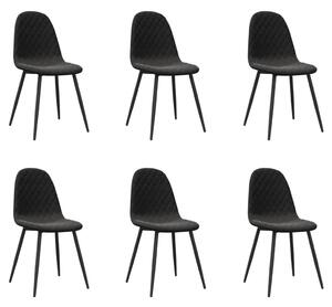 Krzesła stołowe, 6 szt., czarne, obite aksamitem