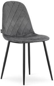 Ciemnoszare krzesło welurowe do stołu - Paleo 3X