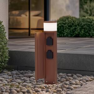 Lampa ogrodowa stojąca Corban Lucande, możliwość ściemniania, brązowy / rdzawy, aluminium, nowoczesny