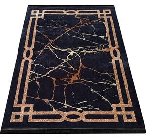 Czarny dywan ze złotymi wzorami - Zewix
