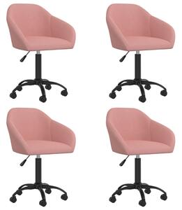 Obrotowe krzesła stołowe, 4 szt., różowe, obite aksamitem