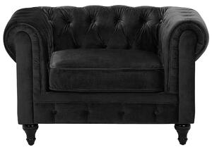 Klasyczny zestaw wypoczynkowy sofa fotel pikowany welur czarny Chesterfield Beliani