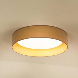 Duolla Lampa sufitowa LED Plafon, aksamit, beżowy/złoty, tkanina, Ø 45 cm, 3-stopniowa