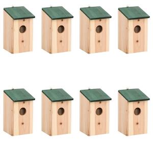 Domki dla ptaków, 8 szt., drewniane, 12 x 12 x 22 cm