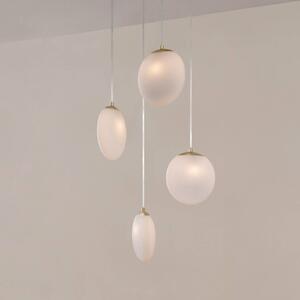 Lampa wisząca Lucande Lunelle, biały/mosiądz, szkło, 4-punktowa, Ø 40 cm