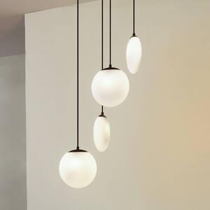 Lampa wisząca Lucande Lunelle, biały/czarny, szkło, 4-punktowa, Ø 40 cm