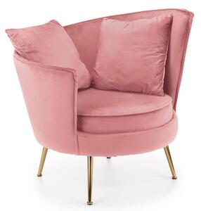 Różowy fotel wypoczynkowy tapicerowany welurem - Varcon