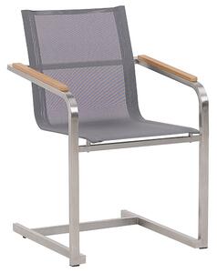 Zestaw 2 krzeseł ogrodowych szary stalowa rama wspornikowa konstrukcja Cosoleto Beliani