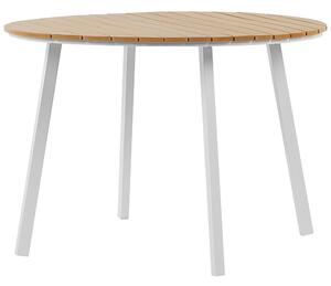 Stół ogrodowy jasne sztuczne drewno aluminiowe nogi okrągły 105 cm Cavoli Beliani