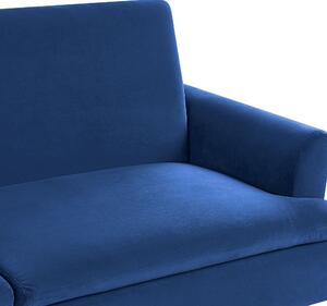 Nowoczesna sofa rozkładana welurowa tapczan klik-klak niebieska Vettre Beliani