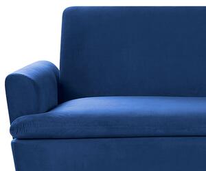 Nowoczesna sofa rozkładana welurowa tapczan klik-klak niebieska Vettre Beliani