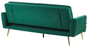 Nowoczesna sofa rozkładana welurowa tapczan klik-klak zielona Vettre Beliani