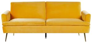 Nowoczesna sofa rozkładana welurowa tapczan klik-klak żółta Vettre Beliani