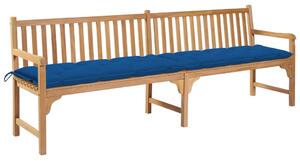 Ławka ogrodowa z niebieską poduszką, 240 cm, lite drewno tekowe