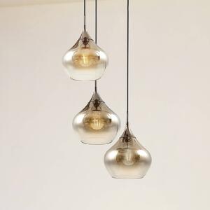 Lampa wisząca Lucande Jarven, 3-punktowa, czarny, szkło