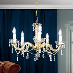 ORION Żyrandol kryształowy Marie Claire, możliwość ściemniania, mosiężny / złoty, salon / jadalnia, metal