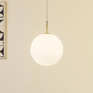 Lampa wisząca szklana Joran Lucande, biały / opal, salon / jadalnia, szkło, nowoczesny