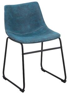 Zestaw 2 retro krzeseł do jadalni tapicerowanych poliester niebieskie Batavia Beliani
