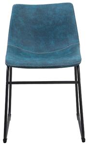 Zestaw 2 retro krzeseł do jadalni tapicerowanych poliester niebieskie Batavia Beliani