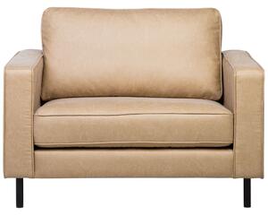 Komplet wypoczynkowy z ekoskóry 4-osobowy sofa i fotel beżowy nowoczesny Savalen Beliani