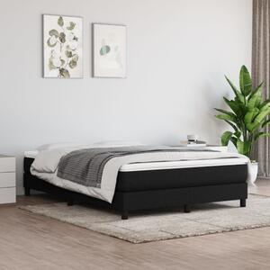 Łóżko kontynentalne, czarne, tapicerowane tkaniną, 140x200 cm