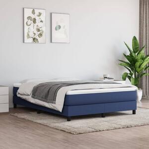 Łóżko kontynentalne, niebieskie, obite tkaniną, 140x190 cm