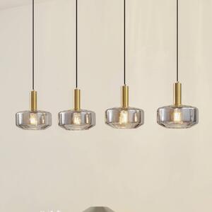 Lampa wisząca szklana Hildur Lindby, możliwość ściemniania, aluminiowy / szary / cynkowy, salon / jadalnia, szkło