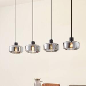 Lampa wisząca Lindby Hildur, 4-punktowa, 115 cm, szary dymny, szkło