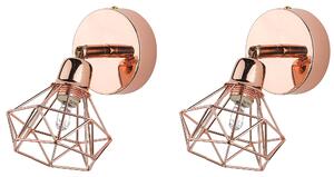 Nowoczesny zestaw 2 lamp ściennych w kształcie diamentów miedziane Erma Beliani