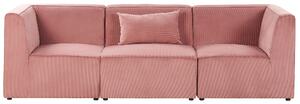 Nowoczesna sofa modułowa 3-osobowa kanapa sztruksowa różowa Lemvig Beliani