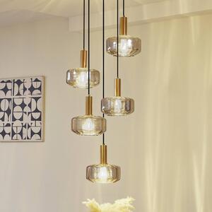 Lampa wisząca szklana Hildur Lindby, możliwość ściemniania, aluminiowy / szary / cynkowy, salon / jadalnia, szkło