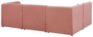 Narożnik modułowy 4-osobowy prawostronny sofa sztruksowa różowa Lemvig Beliani