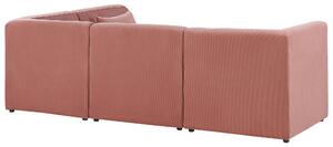 Narożnik modułowy 4-osobowy lewostronny sofa sztruksowa różowa Lemvig Beliani