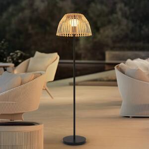 Lampa stojąca LED Lucande Eligio, bambus, Ø 39 cm, RGB Eligio Lucande, możliwość ściemniania, jasne drewno, aluminium, dworkowy / rustykalny