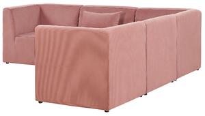 Narożnik modułowy 5-osobowy lewostronny sofa sztruksowa różowa Lemvig Beliani