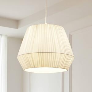 Lindby Lampa wisząca Vitore, Ø 40 cm, tekstylna, biała
