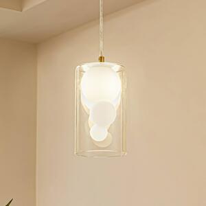 Lampa wisząca Lindby Kupla, opal/przezroczysty, szkło, 1-punktowa, G9