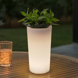 Lindby Akumulatorowy wazon na kwiaty LED Florista, RGB, IP54, Ø 12 cm, biały