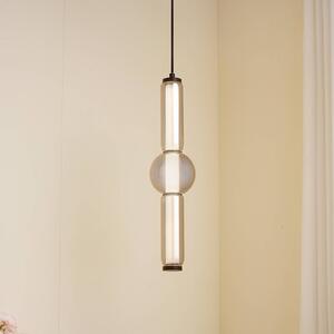 Lampa wisząca Savete Lucande, aluminiowy / szary / cynkowy, salon / jadalnia, szkło, nowoczesny