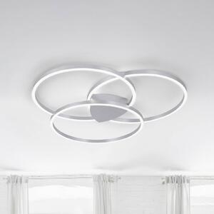 Q-Smart-Home Inteligentna lampa sufitowa Q-Kate, możliwość ściemniania, aluminiowy / szary / cynkowy, salon / jadalnia, aluminium, nowoczesny