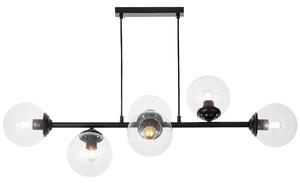 NOWOCZESNA LAMPA WISZĄCA CZARNA Z PRZEZROCZYSTYMI KLOSZAMI FINO W6