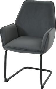 Krzesło Freischwinger HWC-G67, krzesło do jadalni, krzesło kuchenne, tkanina/materiał MVG, ciemnoszary