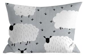 Polibawełniana poszewka na poduszkę WHITE SHEEPS 50x70 cm, szara