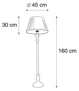 Klasyczna lampa podłogowa szara klosz plisowany kremowy 45cm - Classico Oswietlenie wewnetrzne