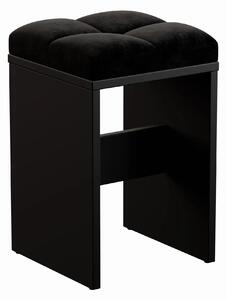 Czarny taboret welurowym siedziskiem N4-K25