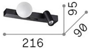 IDEAL LUX Kinkiet Binomio, czarny, salon / jadalnia, metal, nowoczesny