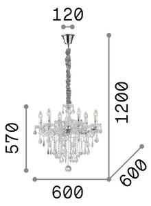 IDEAL LUX Żyrandol kryształowy Florian, możliwość ściemniania, chromowy / srebrny, salon / jadalnia, szkło