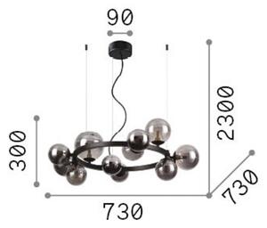 IDEAL LUX Lampa wisząca Perlage, mosiężny / złoty, salon / jadalnia, metal